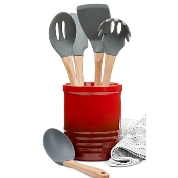 COPY - Martha Stewart Collection 5-Pc. Kitchen Utensil Set with Stoneware Crock… - Picture 1 of 1
